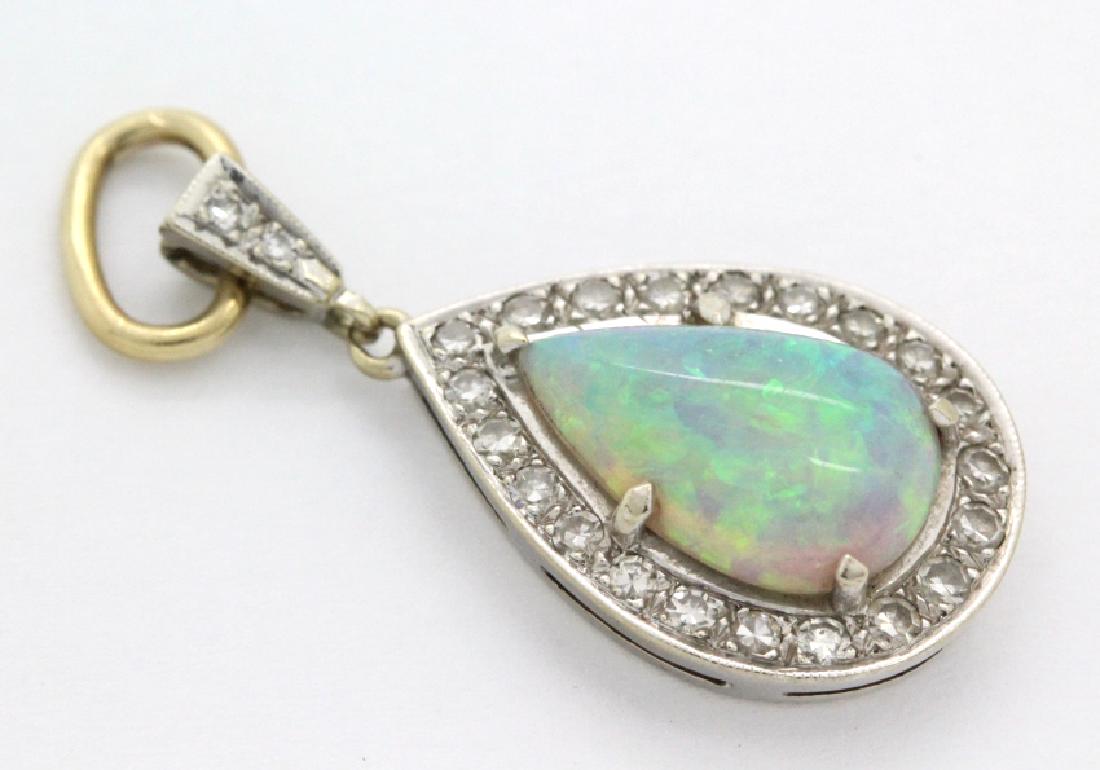 18k White Gold Diamond & Opal Necklace Pendant (1 of 5)