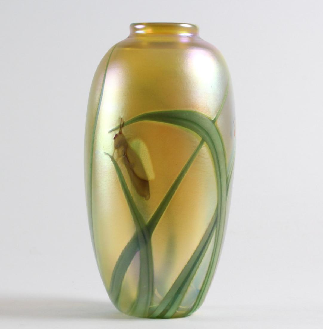 ORIENT & FLUME Grasshopper Art Glass Vase RARE (1 of 8)