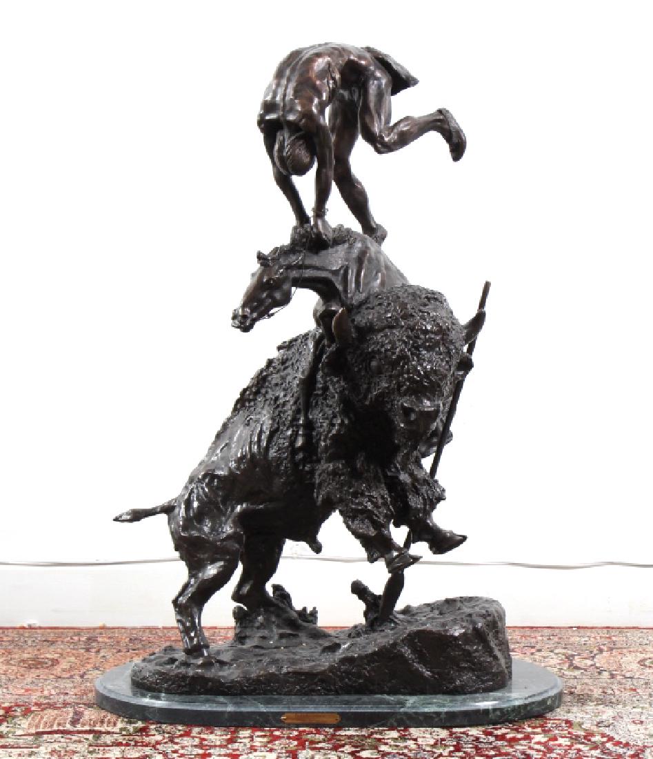 After F. Remington Bronze Buffalo Horse Sculpture (1 of 6)