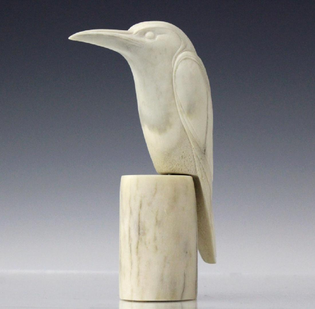 M Morris Caribou Antler Kingfisher Inuit Sculpture (1 of 6)