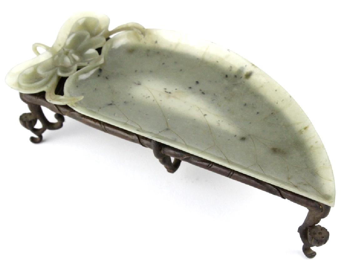 Fine Spinach Jade Captured Ring Carved Leaf Dish (1 of 8)