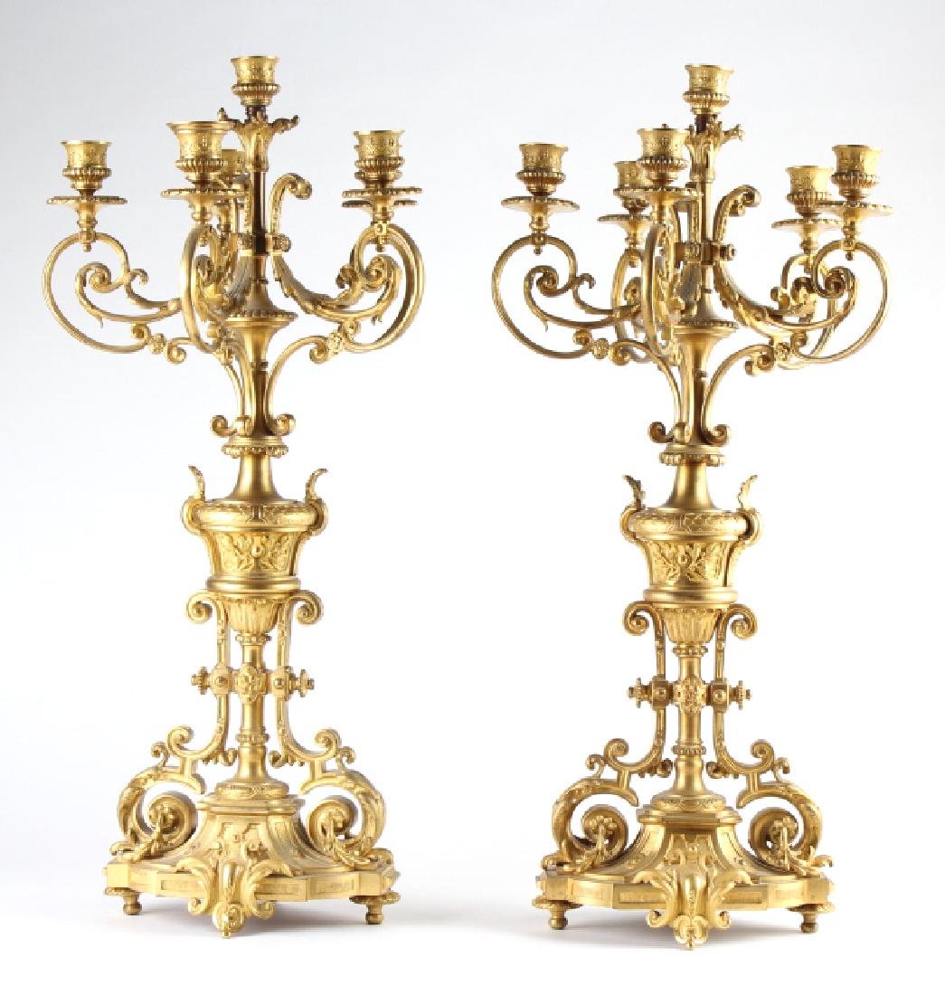 Pair Fine French Dore Bronze 6 Light Candelabras (1 of 8)