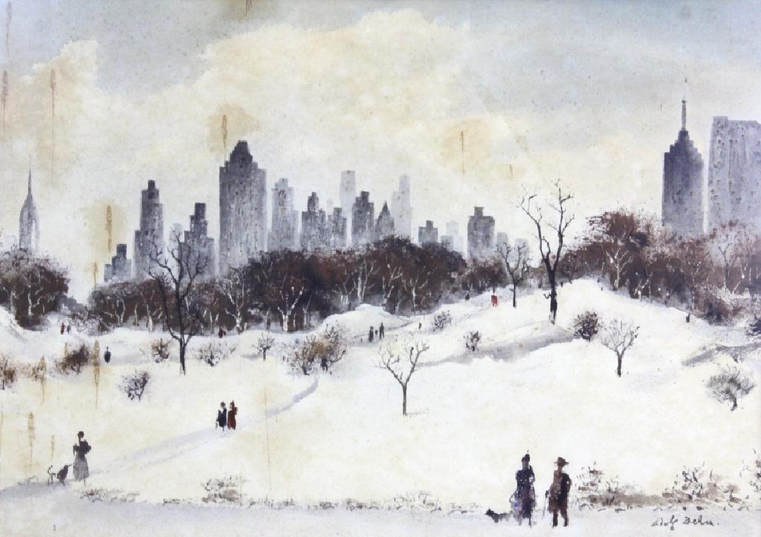 ADOLF DEHN Central Park Winter Landscape Painting (1 of 7)