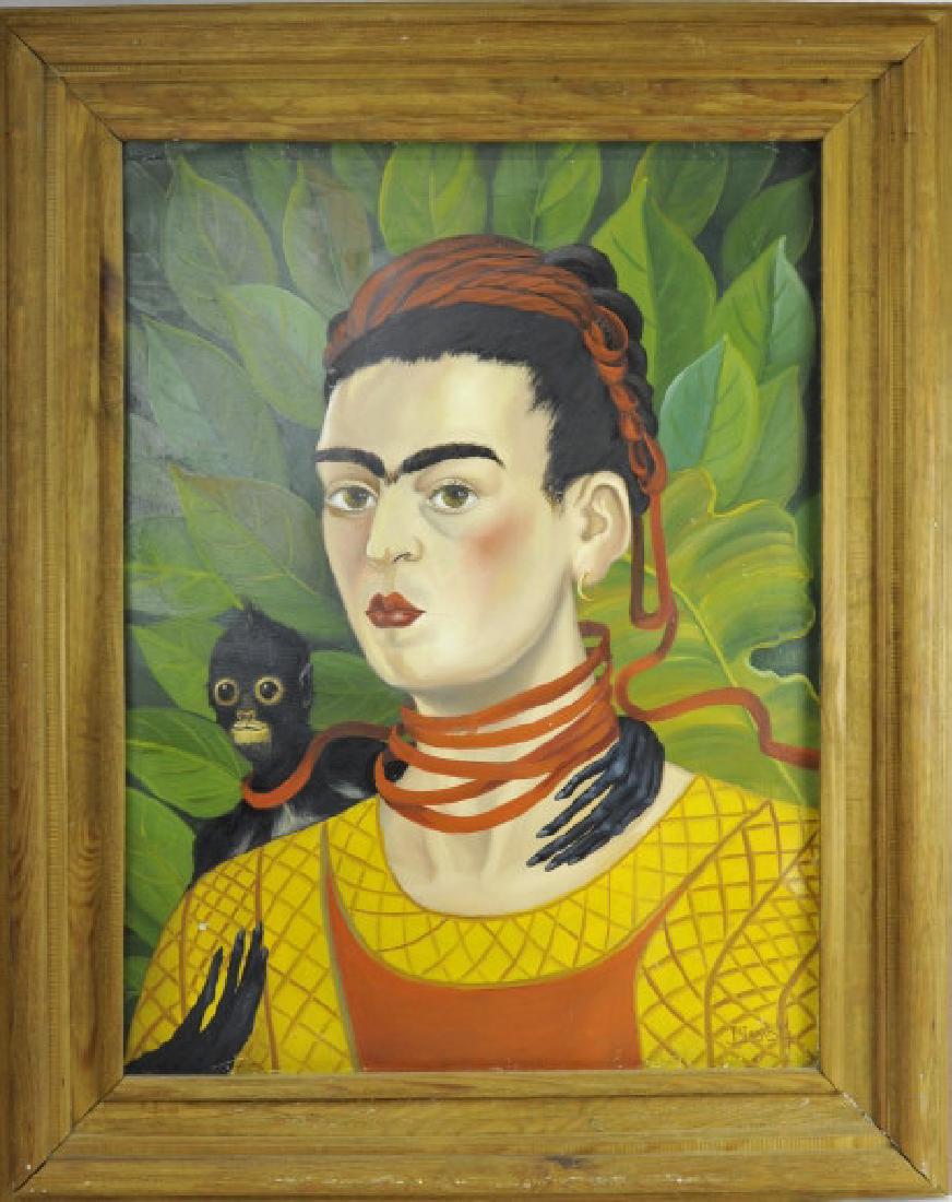 Original Frida Kahlo Portrait Oil Painting FRAMED (1 of 5)