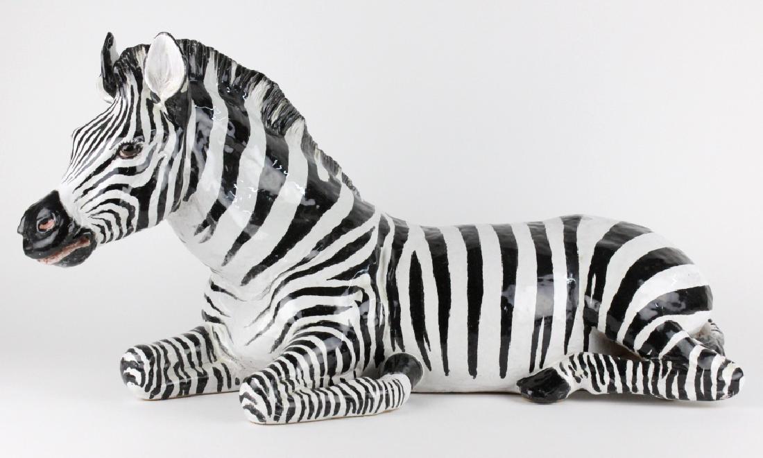 33" Italian Art Pottery Ceramic Wild Zebra Statue (1 of 10)