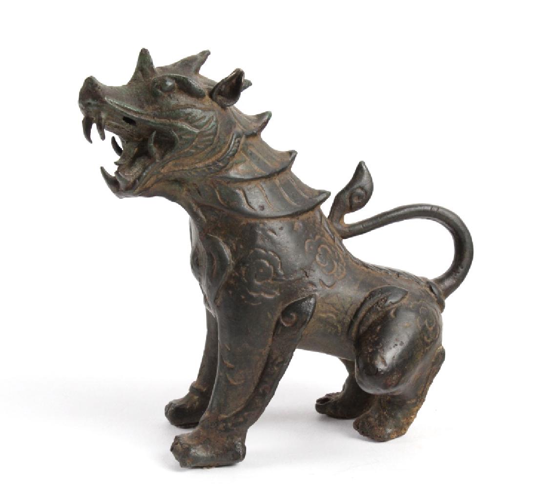Old Chinese Fierce Foo Lion Dog Bronze 6"  Statue (1 of 8)