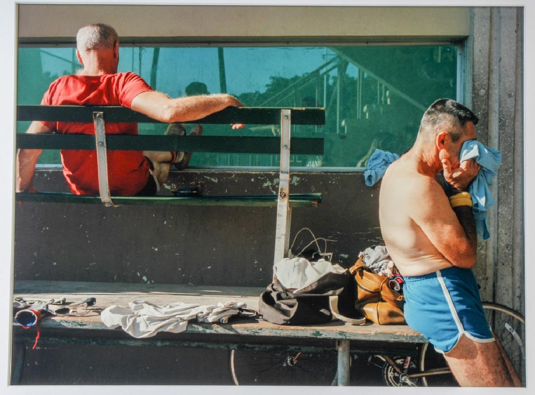 Jerome Liebling Photo Handball Players BASS MUSEUM: Jerome Liebling (1924-2011) New York, photograph. Features the work titled; Handball Players Miami Beach Florida 1983. Signed on verso. Measures 16" x 20". Unframed. Good overall condition. Deaccessio