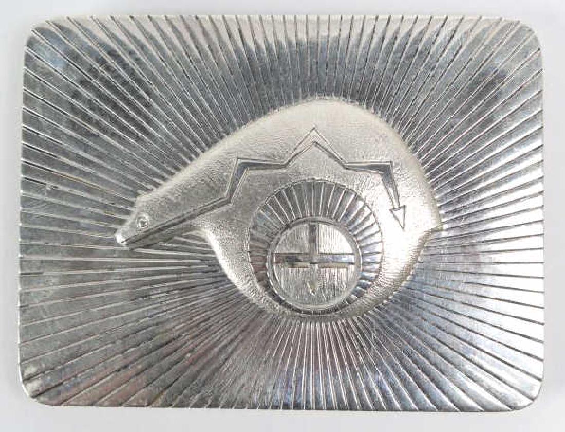 Signed JOE WILLETO Navajo Silver Belt Buckle 107gr (1 of 4)