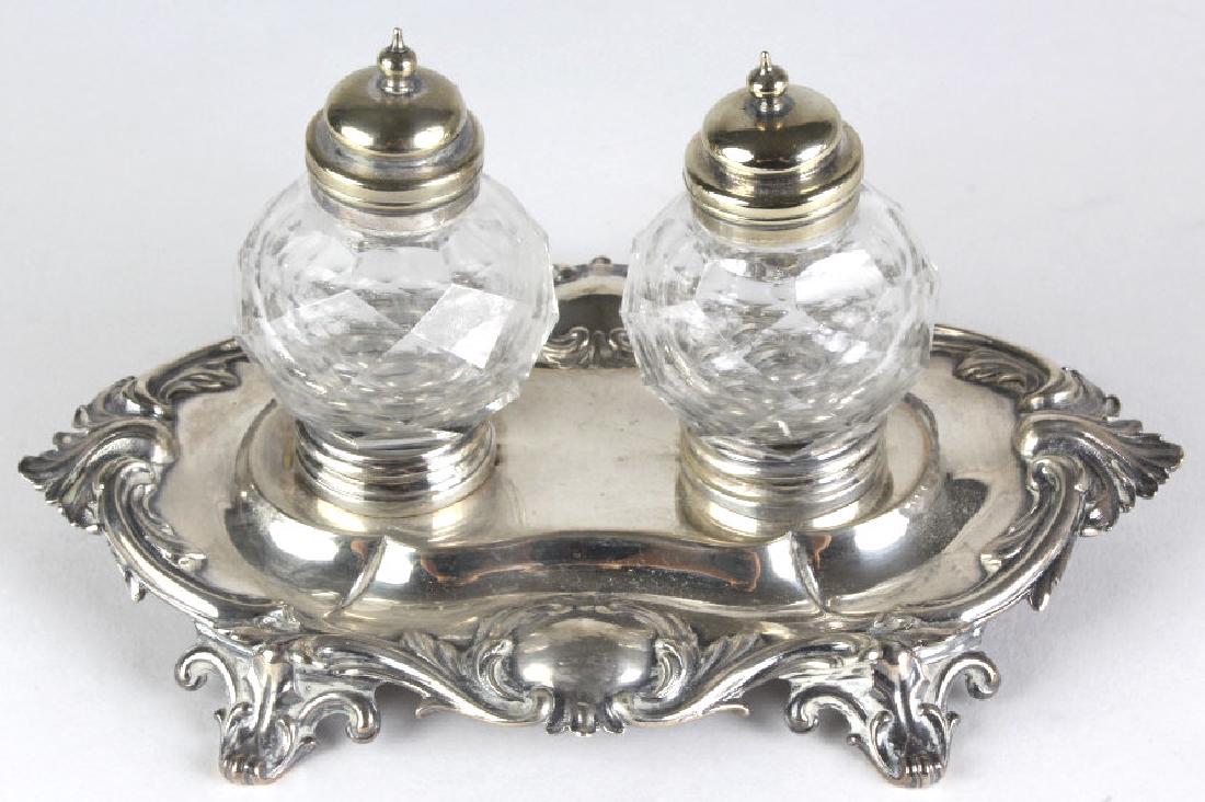 Antique English Sterling Silver Double Ink Well (1 of 8)