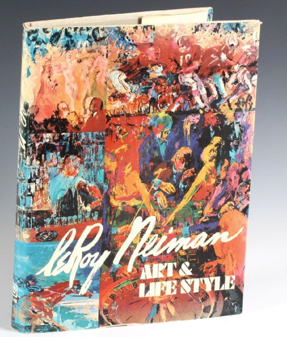 Hand Signed LeRoy Neiman Art Life Style Book 1974: Coffee table book hand signed by LeRoy Neiman. "Art & Life Style" published in 1974. Comes with the original dust cover. Measures 13" x 10". Good condition with fading and wear to dust jacket. In hous