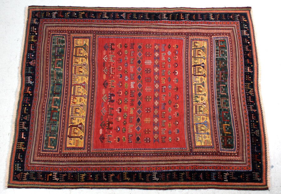 Unique Mixed Weave Gabbeh Persian Animal Rug 73x60 (1 of 6)