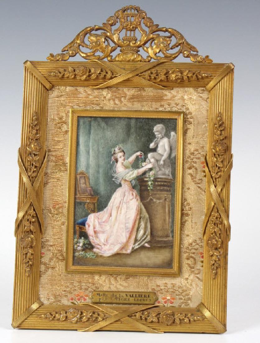 French Bronze Framed Portrait Miniature Painting (1 of 6)