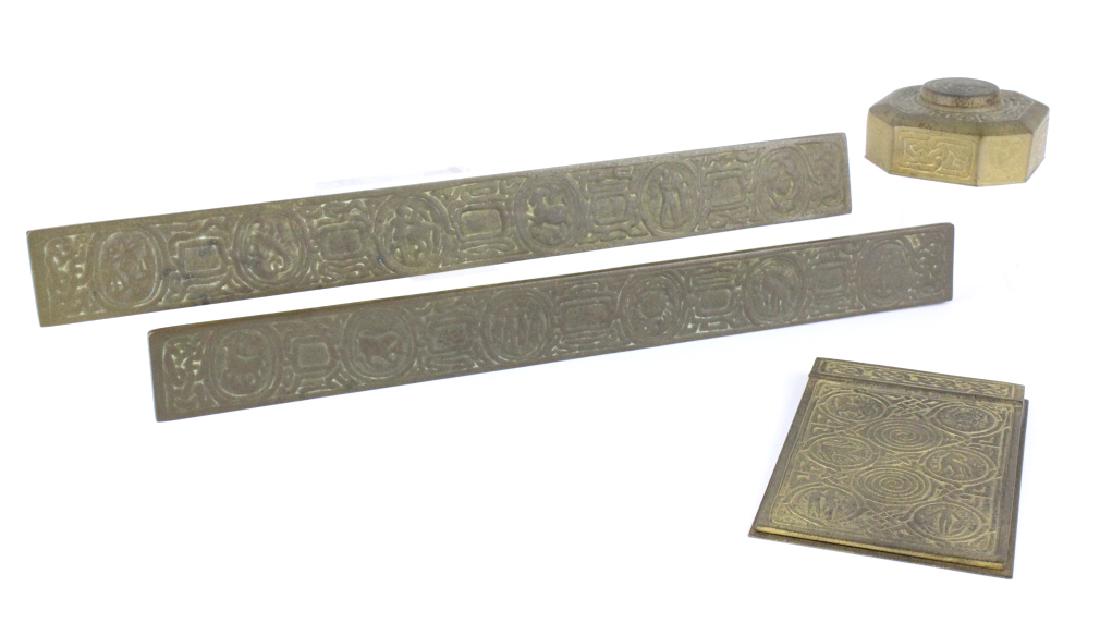 3 pc Tiffany Studios Zodiac Bronze Office Desk SET (1 of 8)