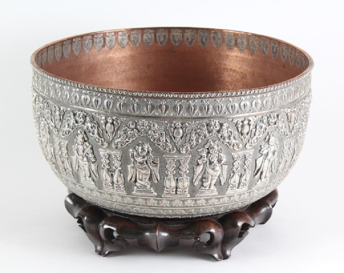 19th Century Indian Repousse Silver Copper Bowl (1 of 8)
