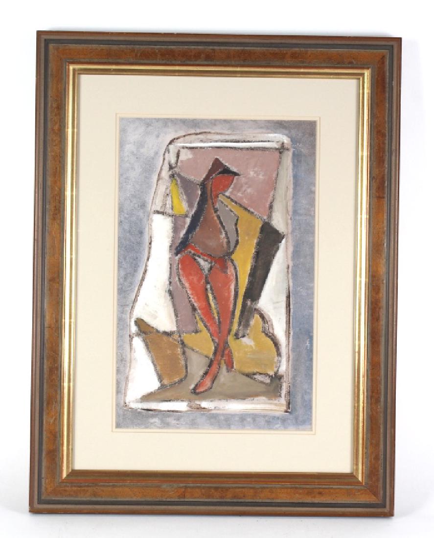 Ivan Kurach Russian Abstract Nude Oil Painting: Signed original oil on paper painting by Ivan Kurach (1909-1968 Ukraine) Depicts a nude portrait in the Russian Abstract style. Signed lower right. Work window measures 15 1/2" x 10" Frame measures 24