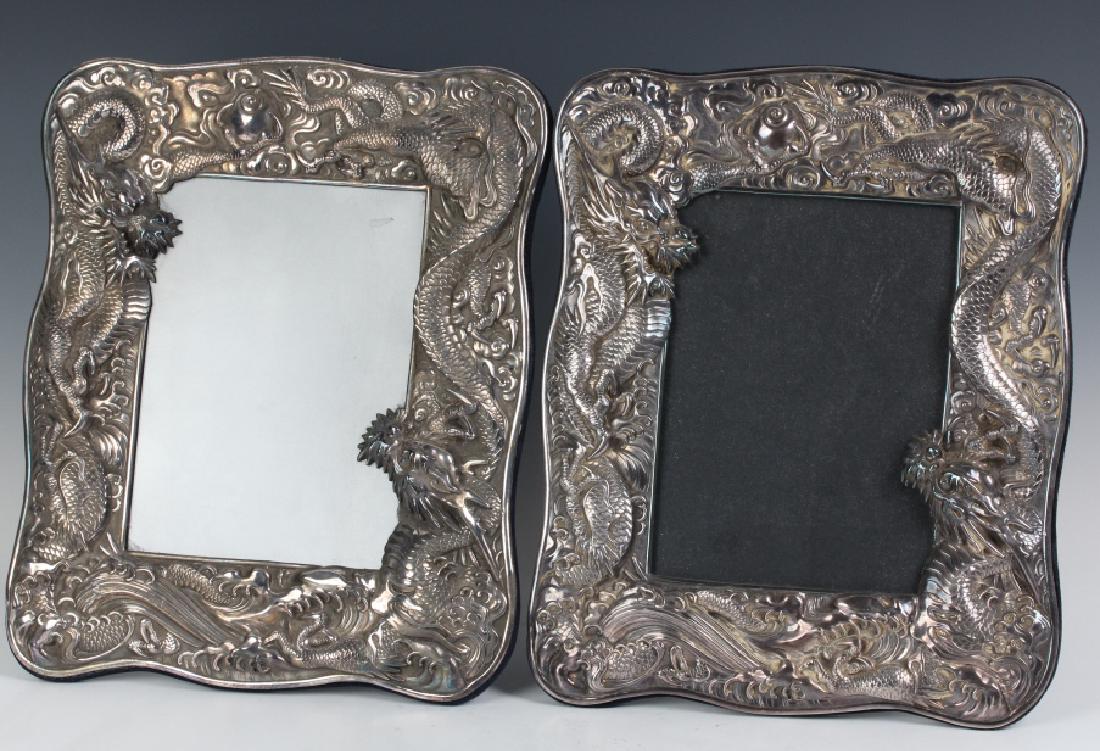 PAIR Sterling Silver Chinese Dragon Picture Frame (1 of 8)