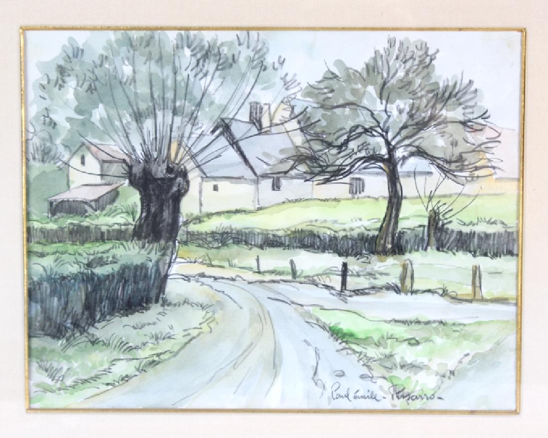 Paul Emile Pissaro Watercolor Landscape Painting (1 of 5)