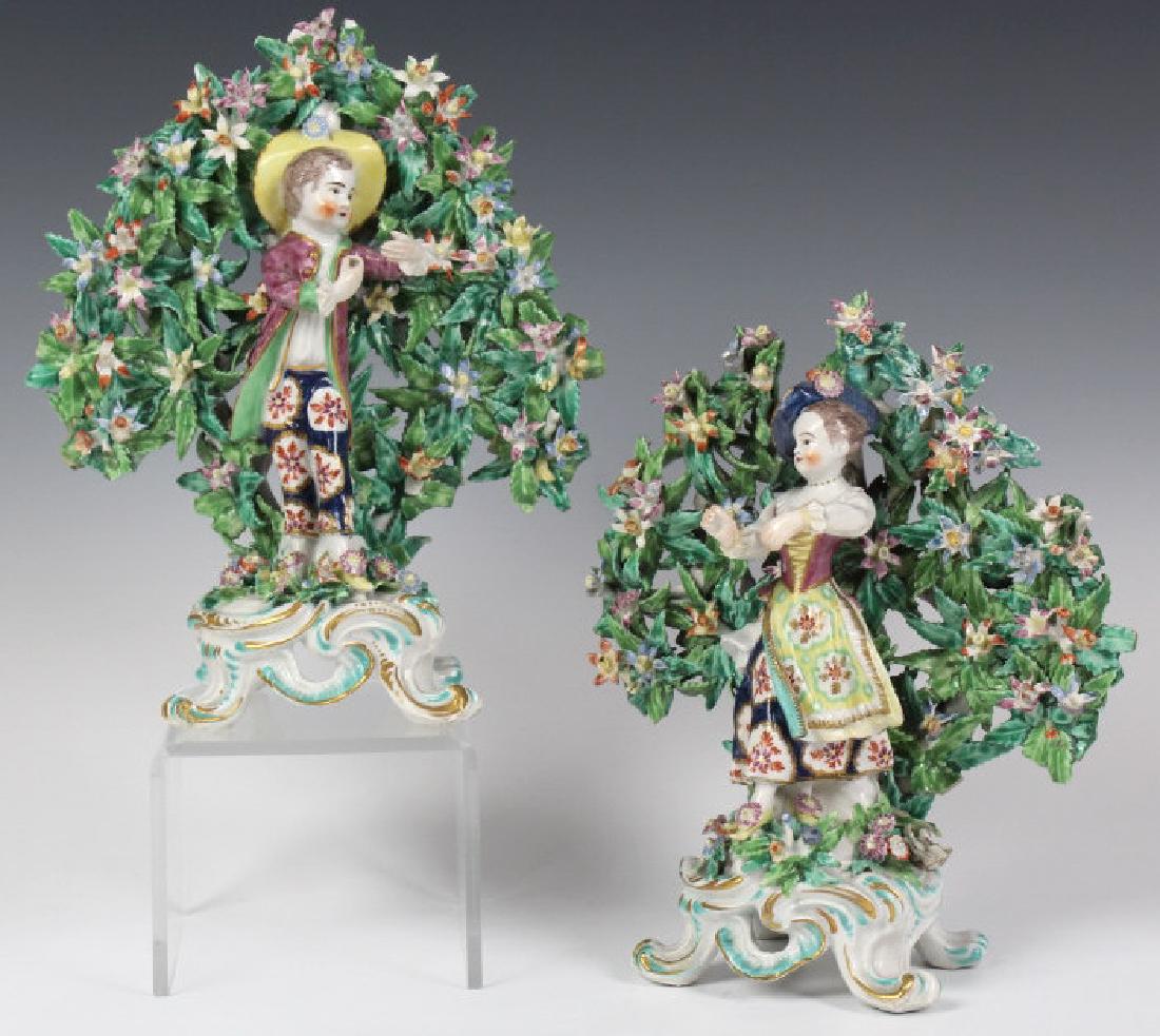 PAIR 18th Century Bow Porcelain Bocage Figurine (1 of 7)