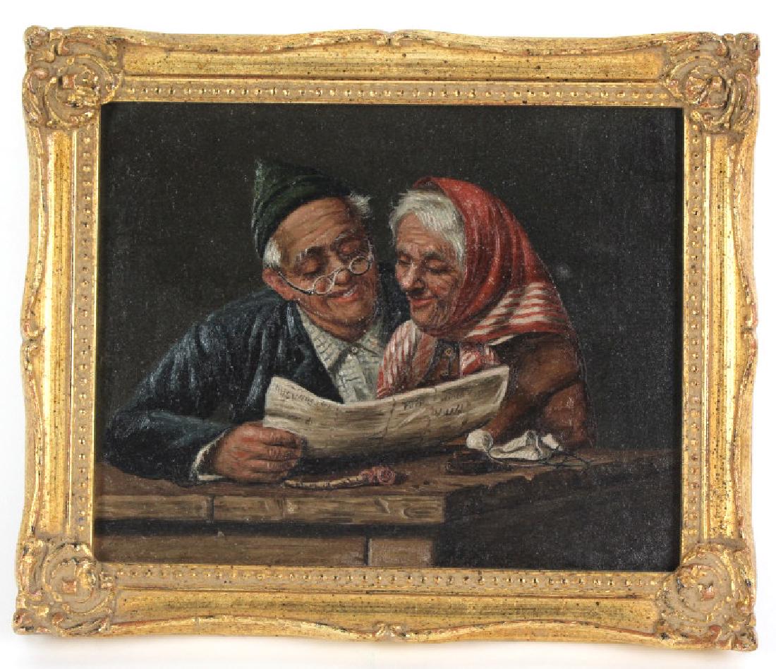 Antique Portrait Painting of Old European Couple (1 of 4)