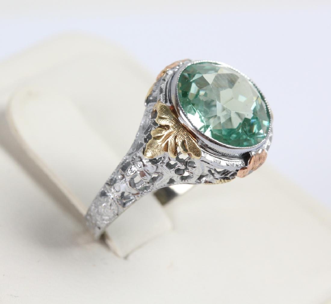 Antique 14k White Gold Filigree Mystery Stone Ring (1 of 9)