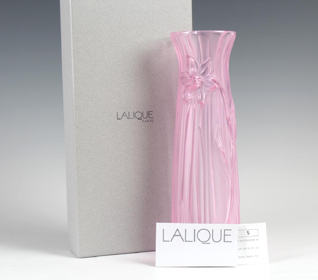 Lalique JONQUILLE Vase In PINK Daffodil In Box (1 of 7)