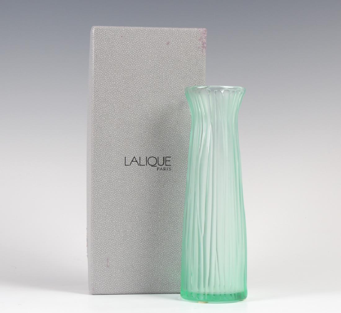 Lalique France Green Vert BRINDILLE Crystal Vase (1 of 7)