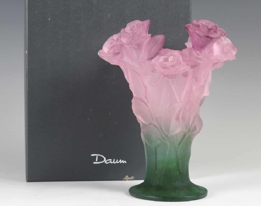 Daum France Art Glass Pate de Verre Roses Vase (1 of 7)