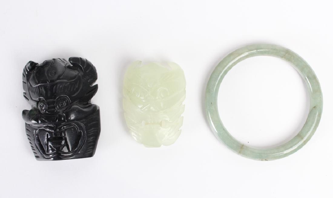 LOT Chinese Green Jade Bangle Bracele Belt Buckle (1 of 5)