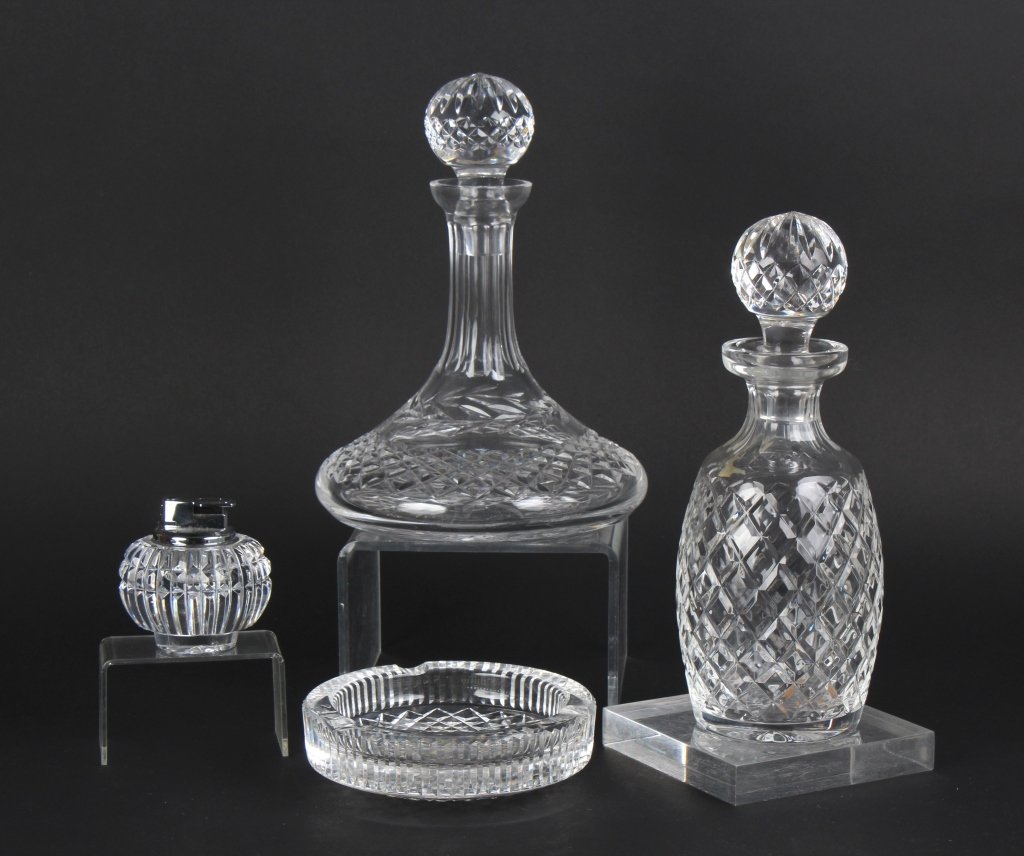 Waterford Crystal 2 Decanters Ashtray & Lighter (1 of 8)
