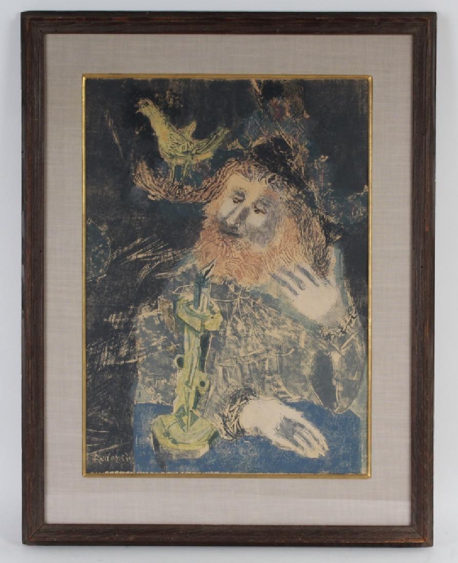 Bernard Reder Hassid w/ Bird Color Monotype Print (1 of 6)