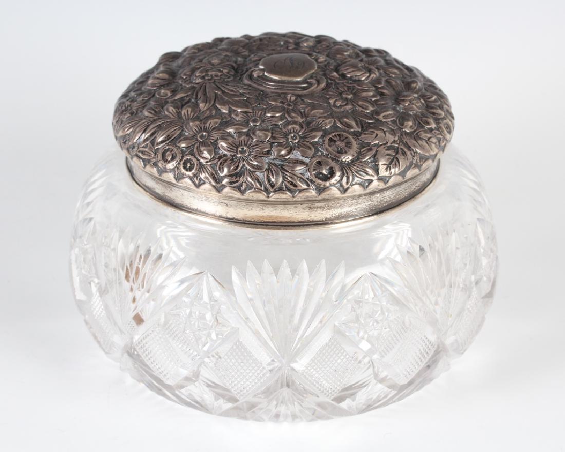 LRG Gorham Sterling Silver Crystal Vanity Box Jar (1 of 7)