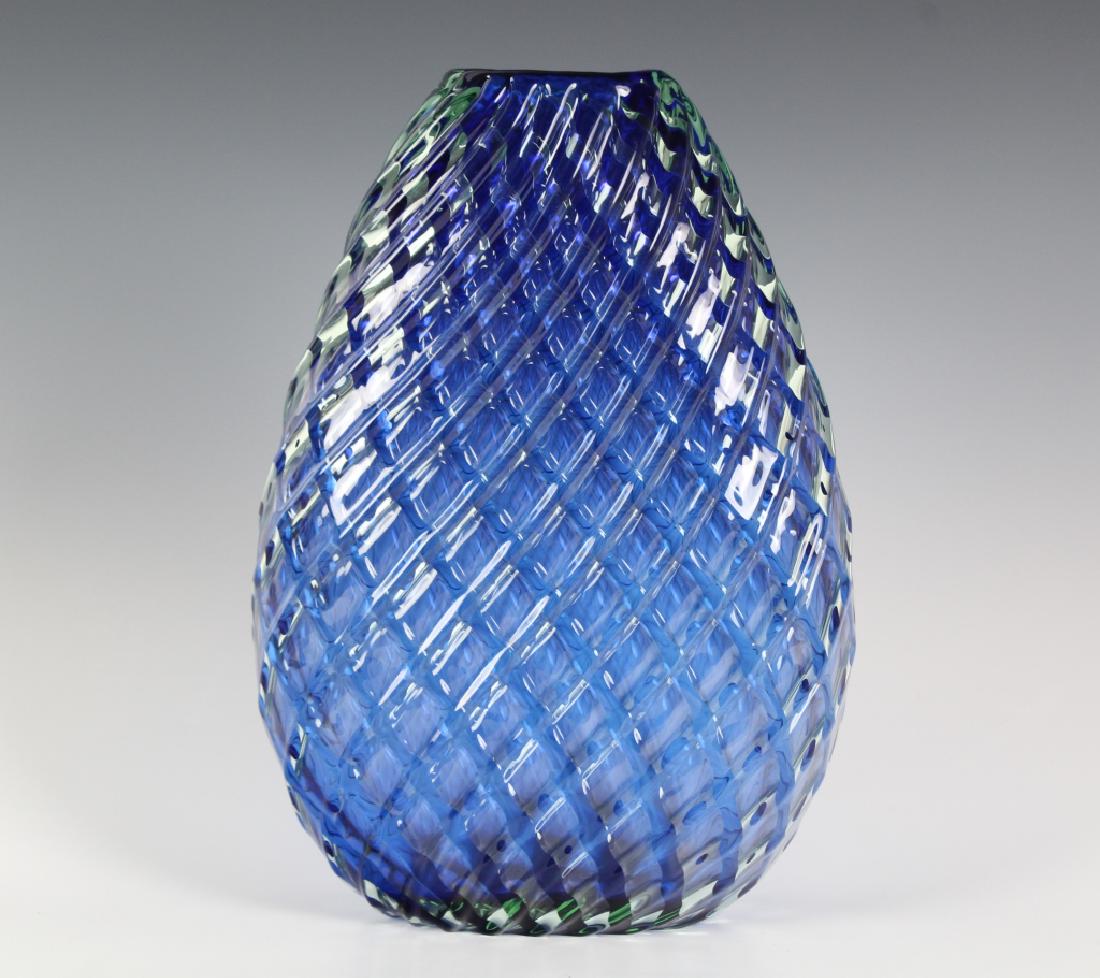 FINE Vintage Murano Art Glass Blue Diamante Vase (1 of 7)