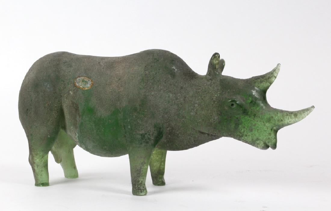 Otello Green Murano Art Glass Rhino Sculpture 15" (1 of 6)