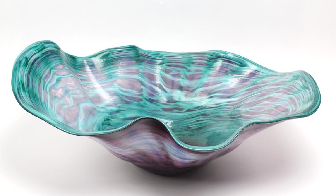 Signed Studio Art Glass Bowl 26" Manner of Chihuly (1 of 8)