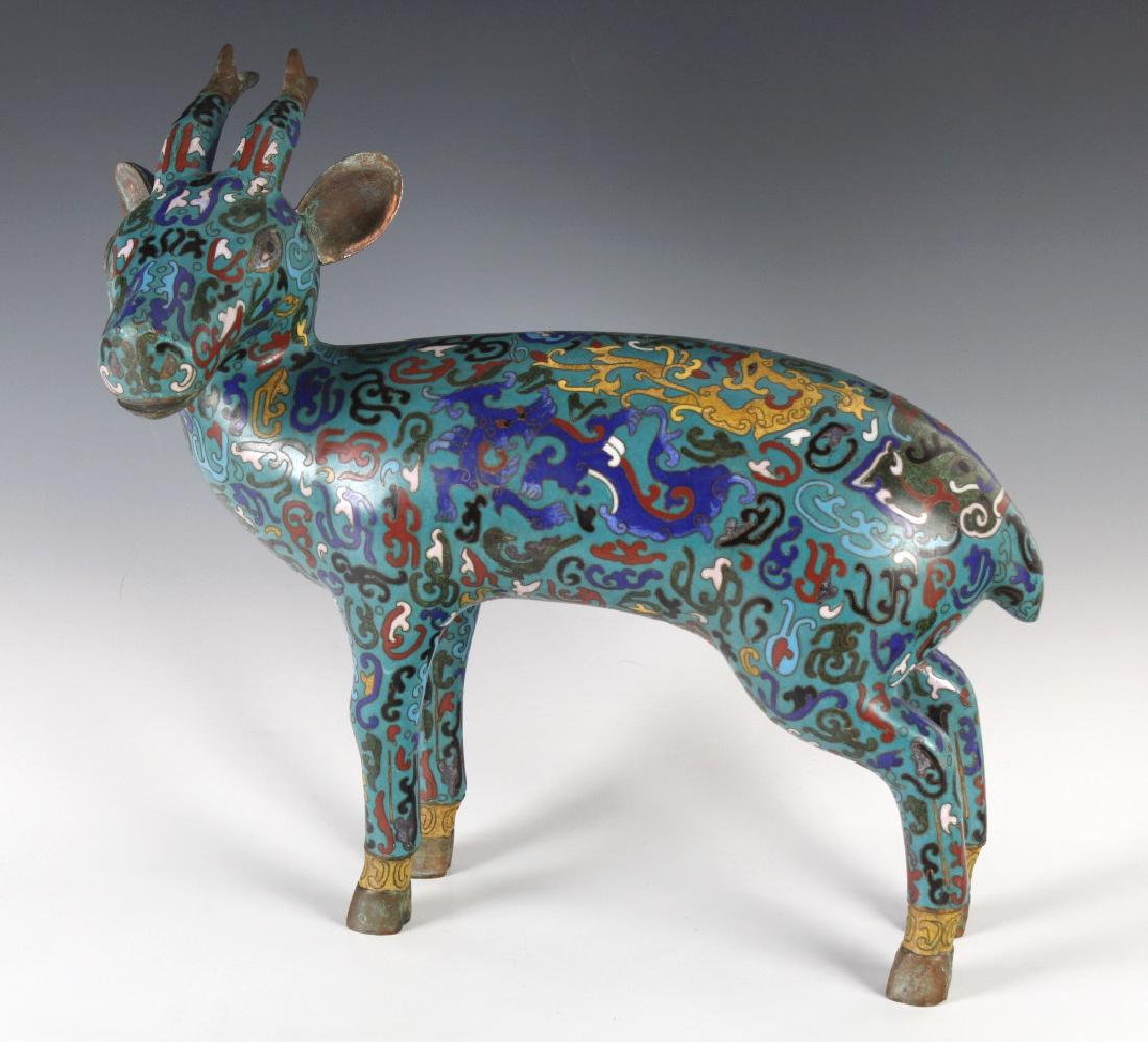 Antique Chinese Cloisonne Enamel Bronze Stag Deer (1 of 7)