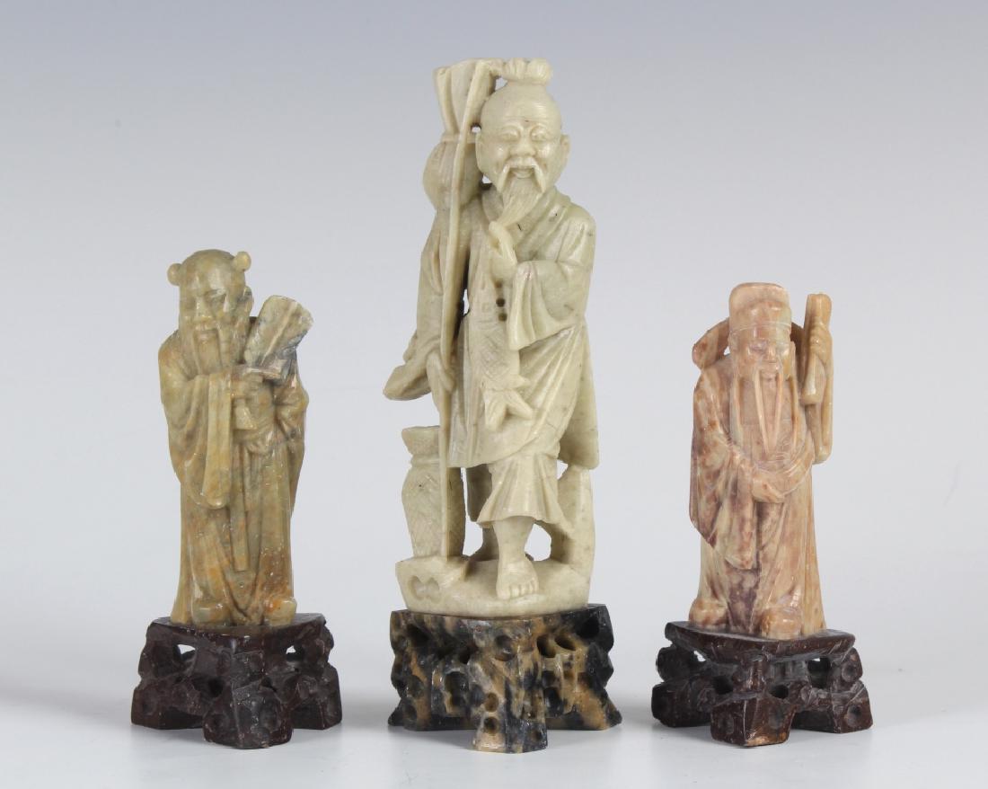 LOT of 3 Chinese Wise Men Scholar Statue Figurines (1 of 5)