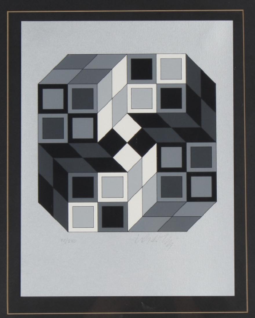 Victor Vasarely Axo Gris L/E Art Serigraph HAND SIGNED (1 of 5)