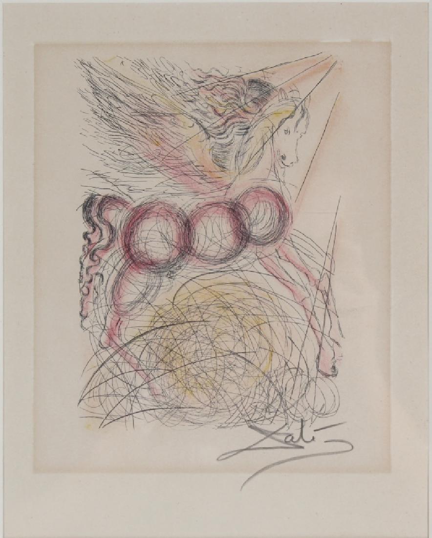 Salvador Dali Color Engraving Pink Pegasus SIGNED Art (1 of 6)