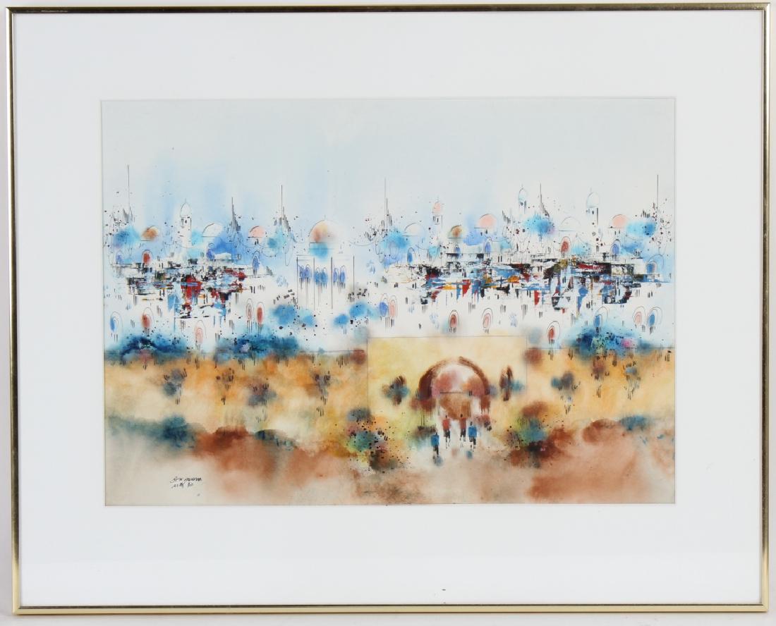 Ben Avram Israeli Walled City Mixed Media Art Painting (1 of 5)