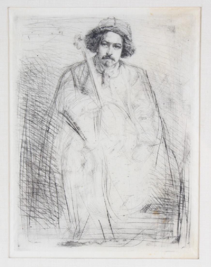 Whistler 1834-1903 Musician & Cello Print Etching Art (1 of 5)