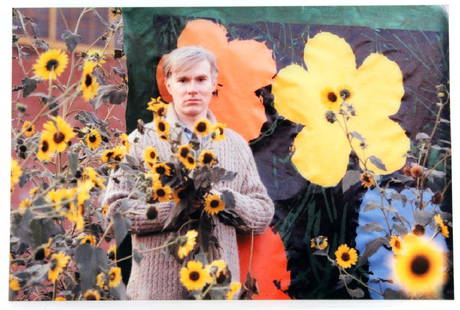 Andy Warhol Flowers Photograph Art by William Kennedy: William John Kennedy (1930-Present) American photographer, New York. Limited edition photograph mounted under acrylic. Artwork titled: "Warhol Flowers II." Image depicts Andy Warhol working on his sti