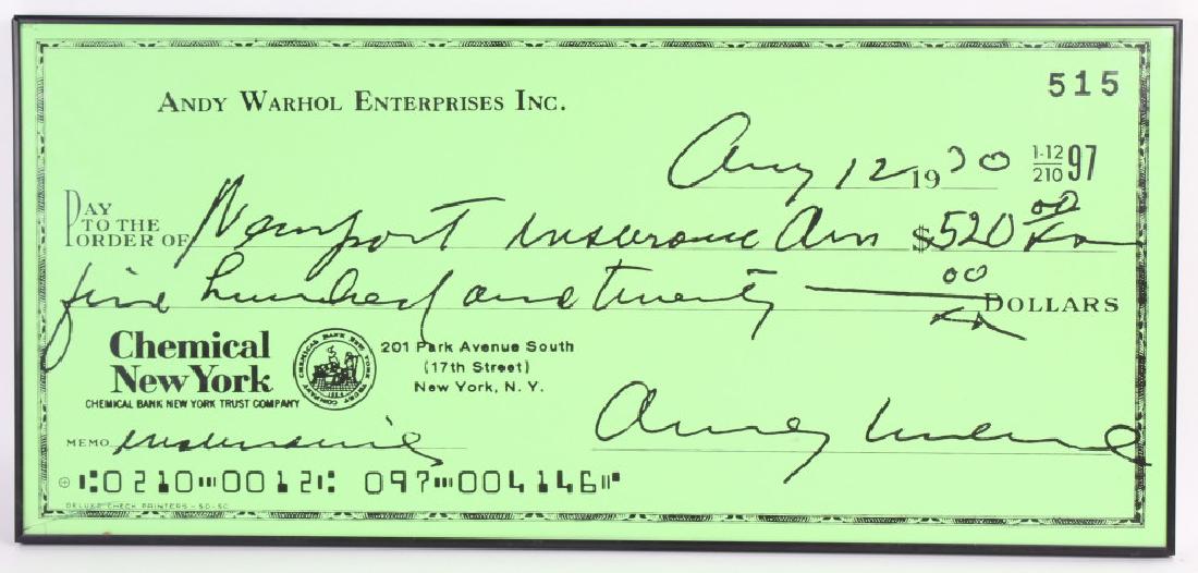 Andy Warhol Pop Art Bank Check #515 Print Art FRAMED (1 of 5)