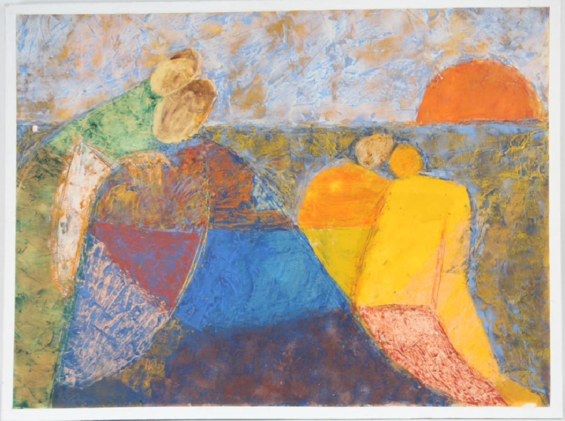 Abstract Figural Landscape Sunset Oil Art Painting (1 of 6)