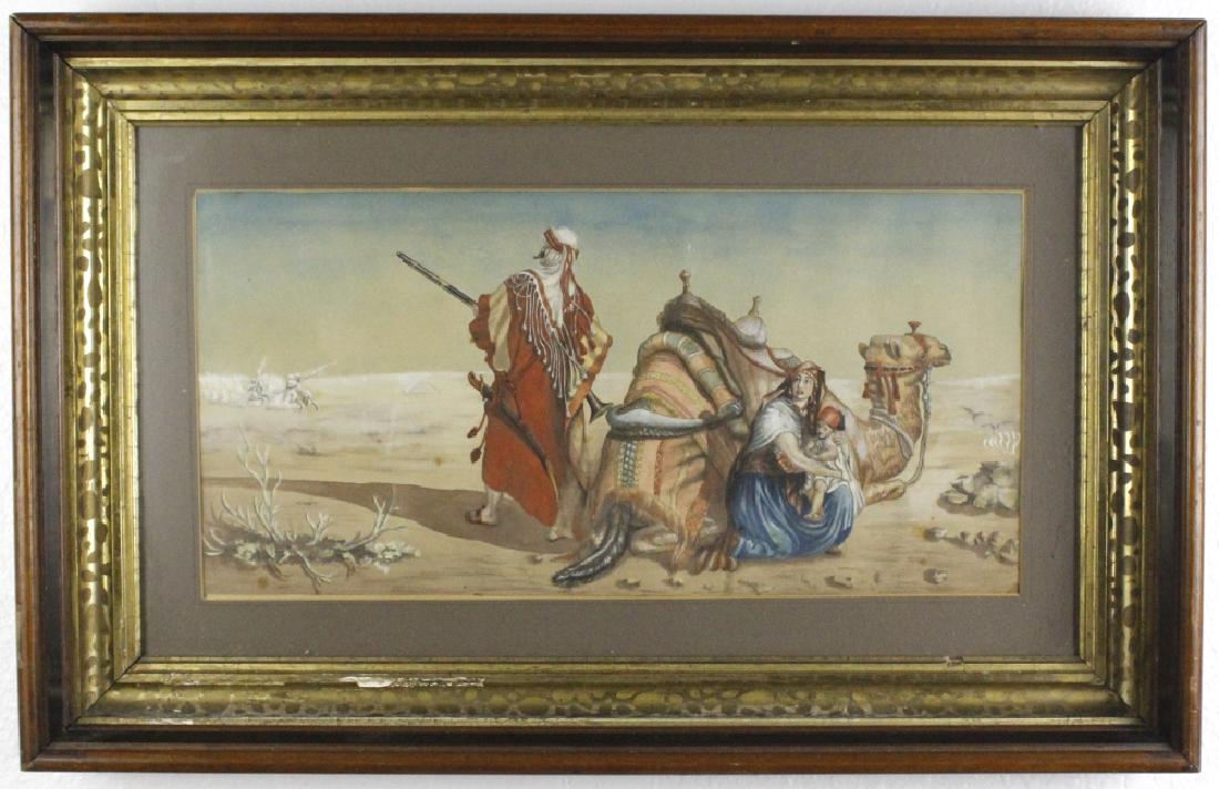 Antique Orientalist Landscape Art Watercolor Painting (1 of 5)