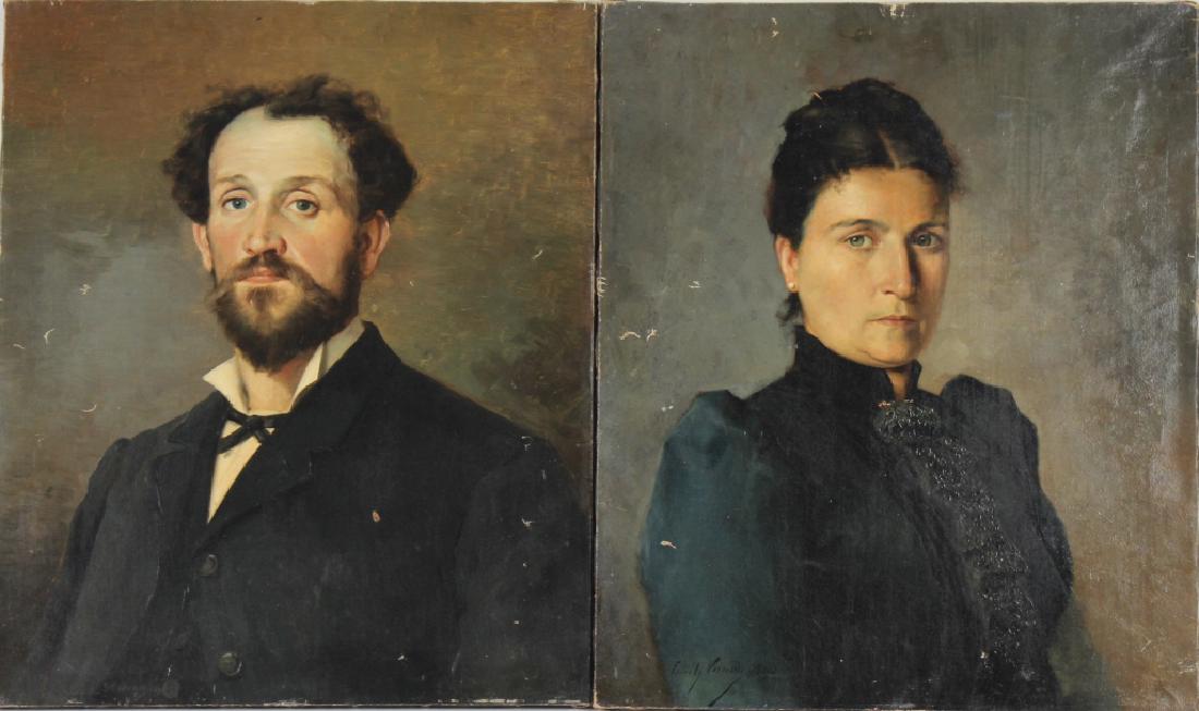 Emile Vernon French Mom and Dad Portrait Painting (1 of 6)