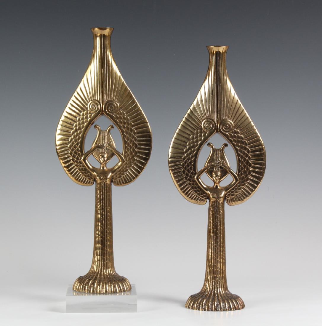 Pr ERTE Angel Candleholders Deco Bronze Sculptures (1 of 6)
