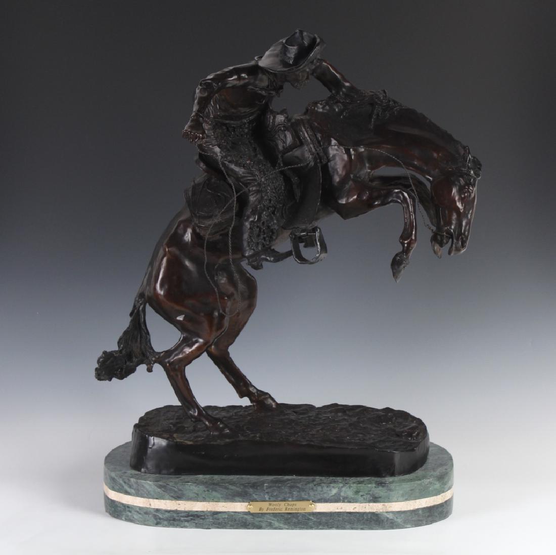 Remington Bronze Cowboy Wooly Chaps 21" Sculpture