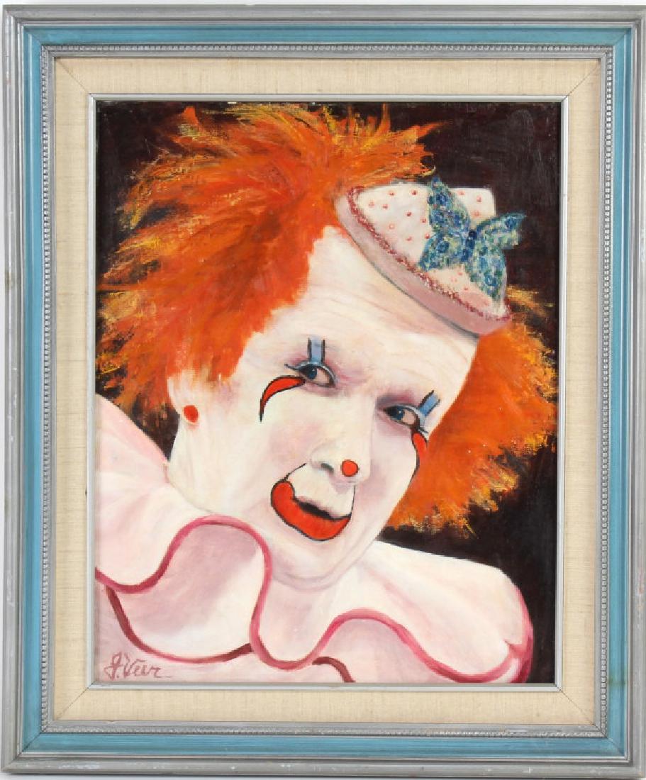 American Creepy Scary Clown Portrait Oil Painting (1 of 7)