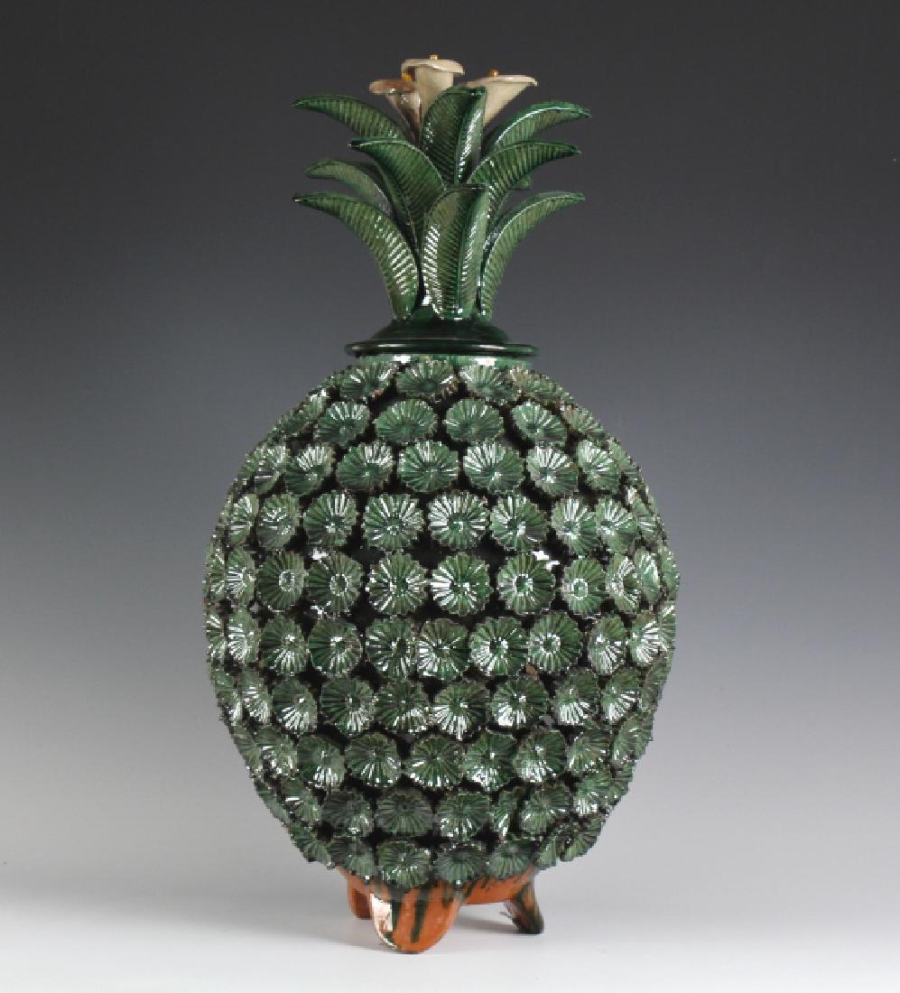 Italian High Glaze Art Pottery Pineapple Jar w Lid (1 of 6)