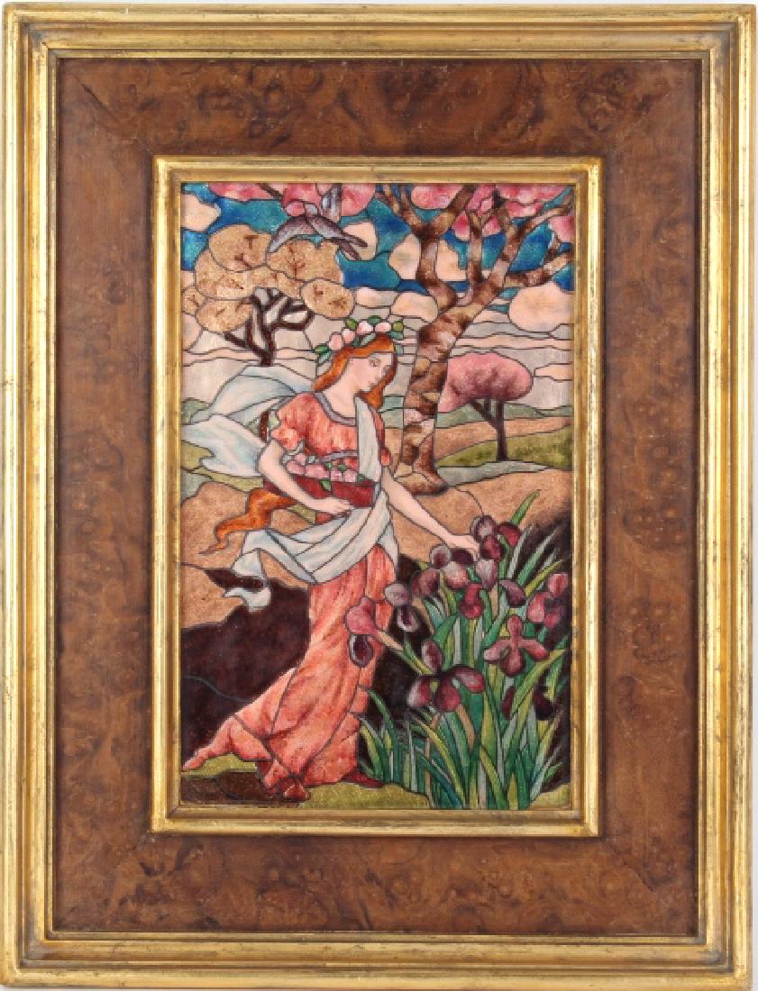 Modest Morato Art Nouveau Maiden Enamel Plaque (1 of 6)